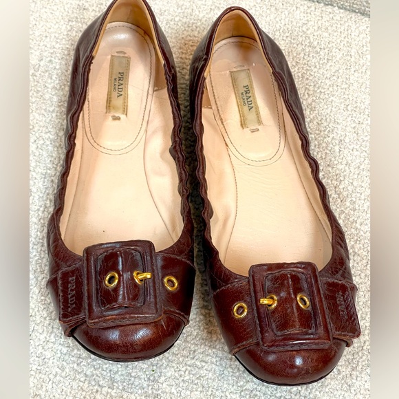 Prada burgundy flats, size 10.5 - Picture 1 of 8